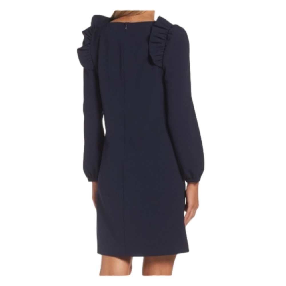 Chelsea28 Navy Ruffled Long Sleeve Mini Dress-Size 6 - Picture 4 of 8
